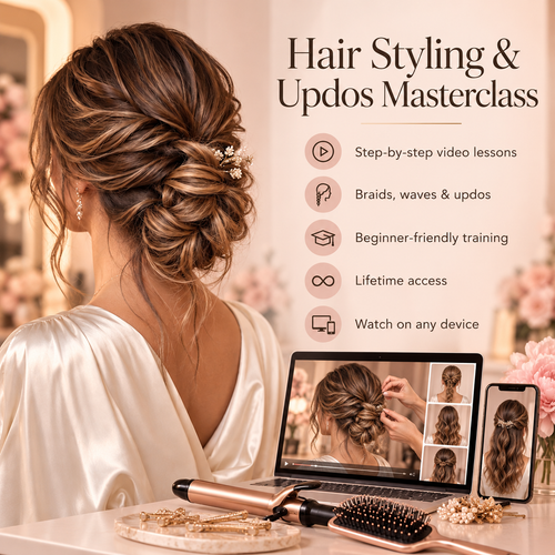 Hair Styling & Updos Masterclass — Step-by-Step Video Lessons