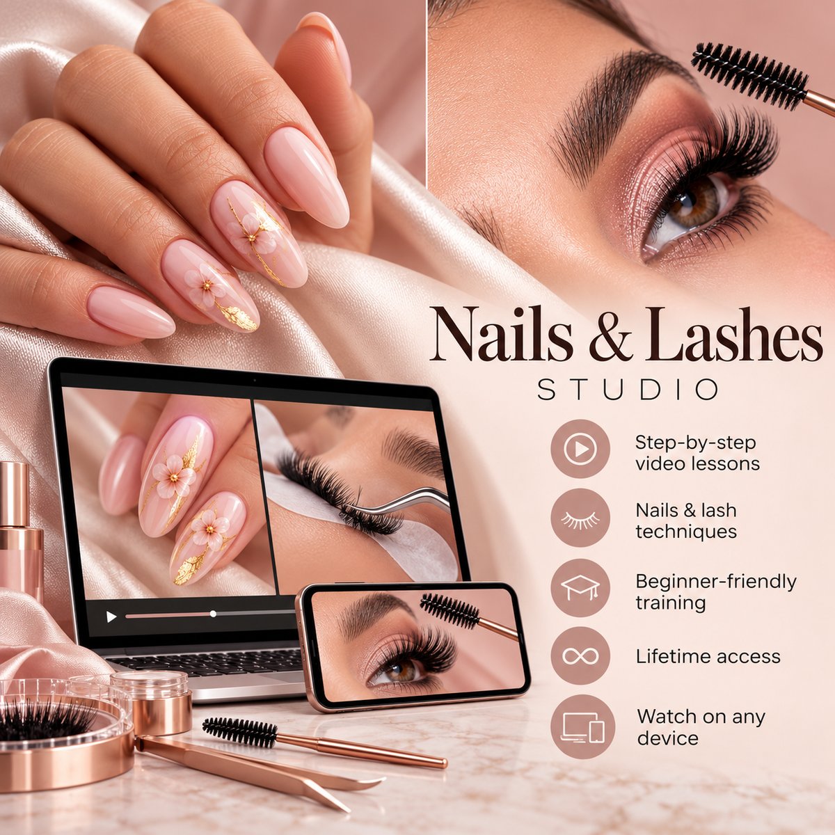 Nails & Lashes Studio — Step-by-Step Video Lessons